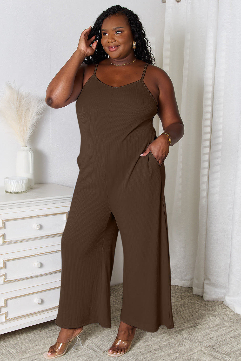 Basic Bae Full Size Spaghetti Strap V-Neck Jumpsuit