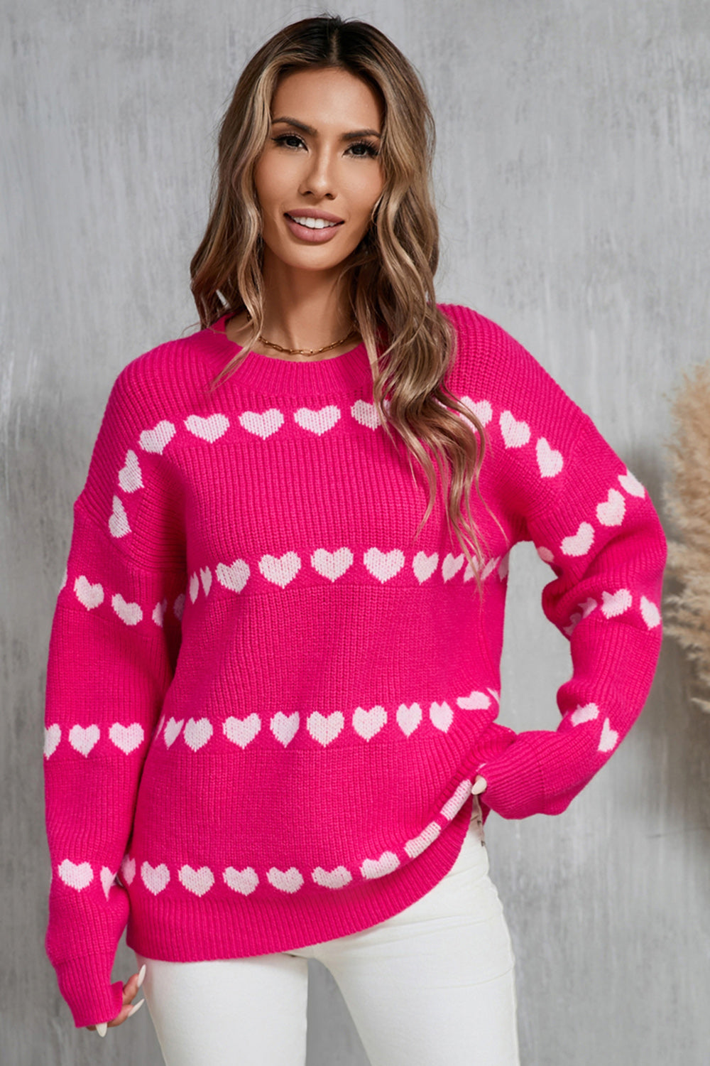 Angel Wings Heart Round Neck Long Sleeve Sweater