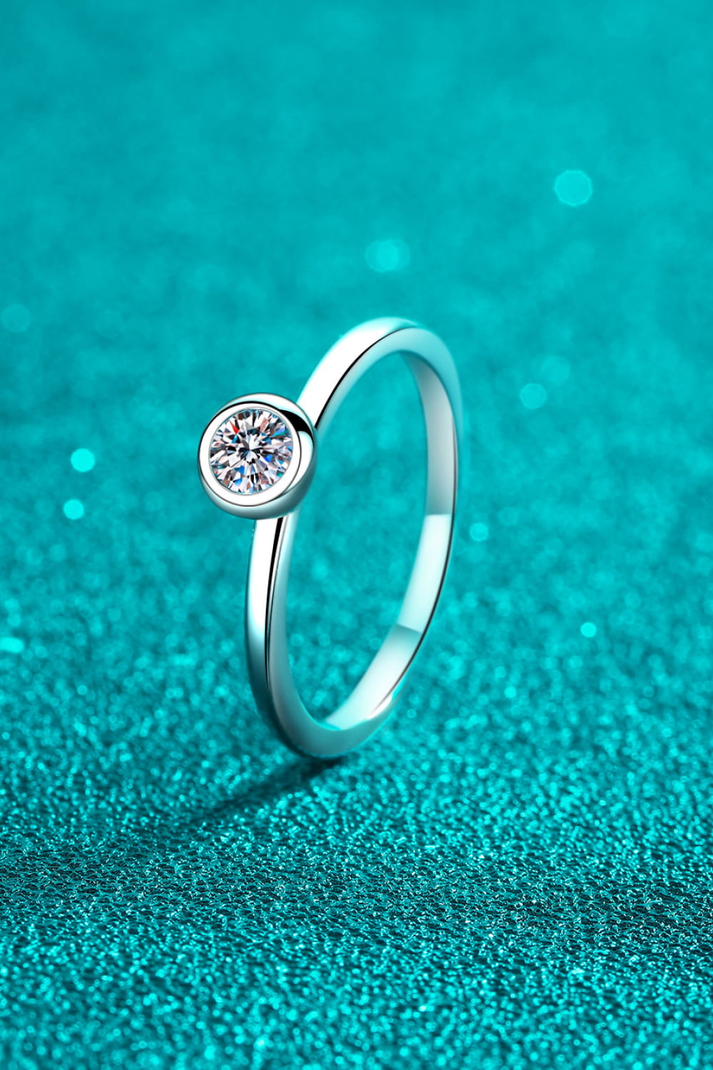 Moissanite Rhodium-Plated Solitaire Ring