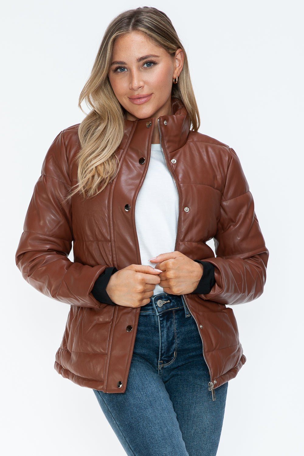 YMI Pocketed Zip Up Turtleneck Puffer Jacket