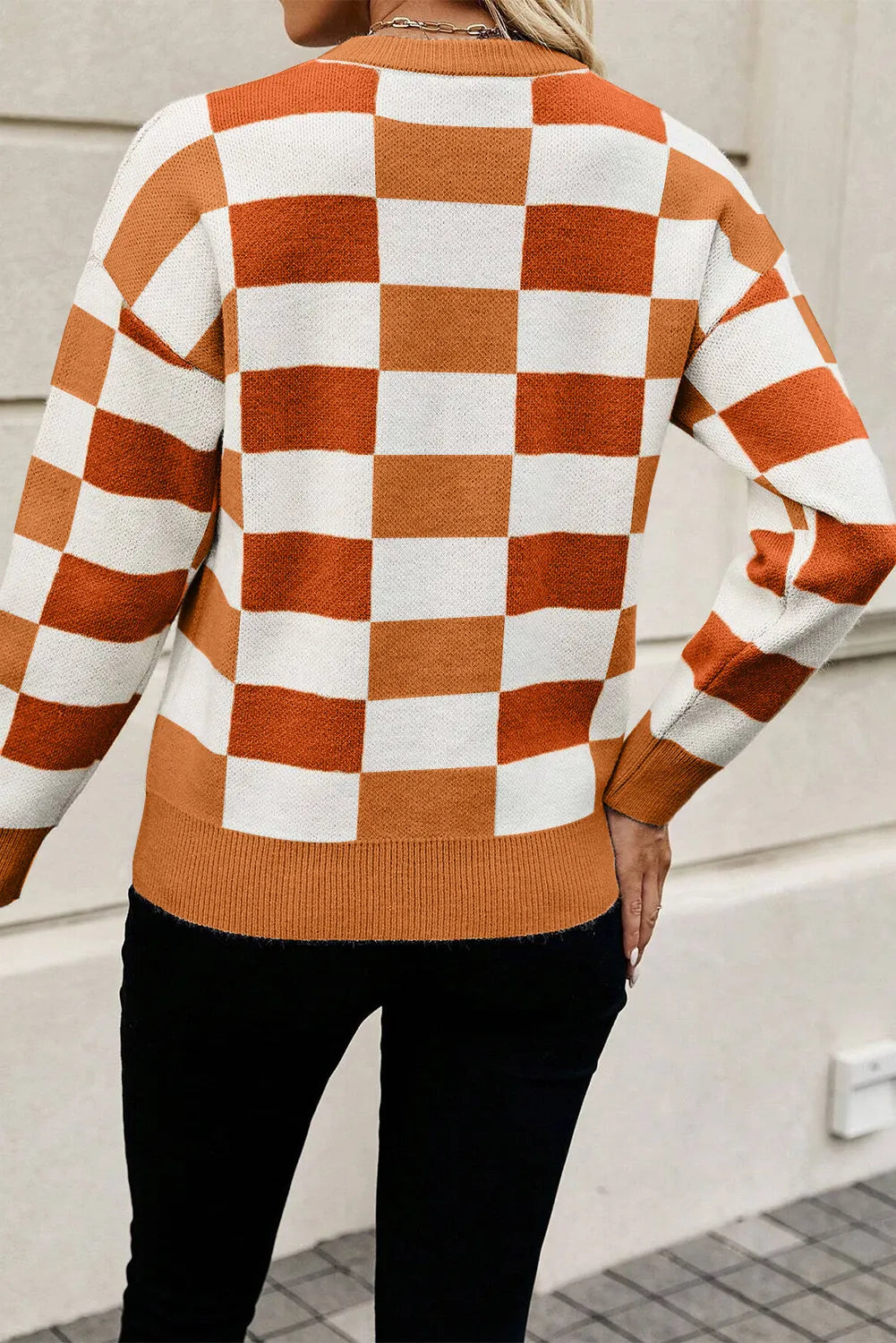 Color Block Round Neck Sweater